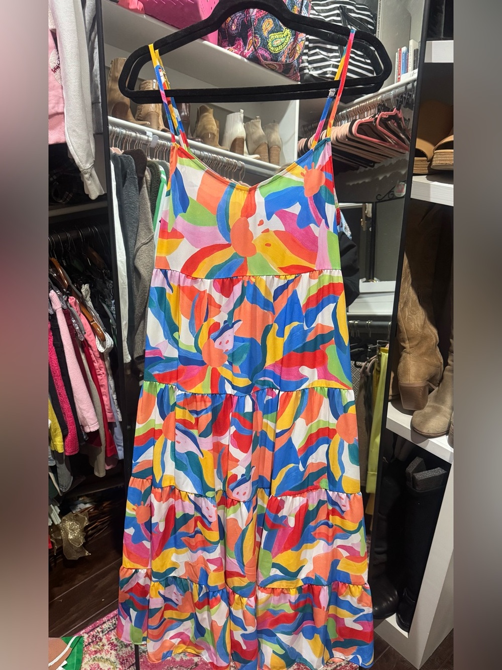 Show Me Your MuMu Caroline Multicolor Abstract V-Neck Dress